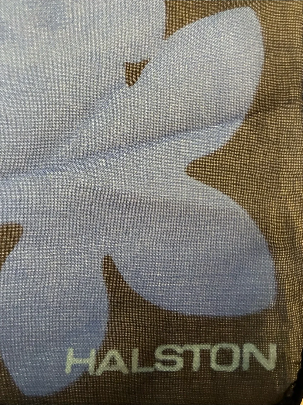 Vintage Halston Navy and Teal Floral Silk Scarf